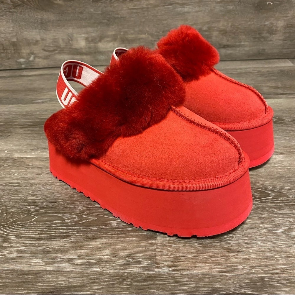 UGG Red Fluffy Platform Shoes